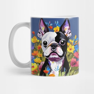 Boston Terrier in Flowers Mug